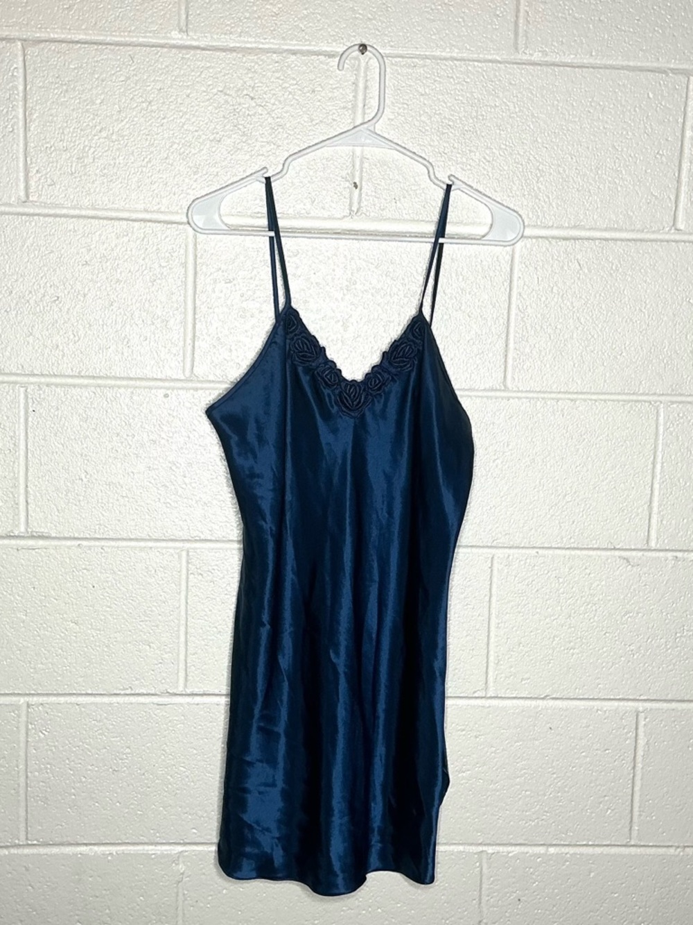 < Vintage Intimate Affair California Navy Blue Slip Dress >